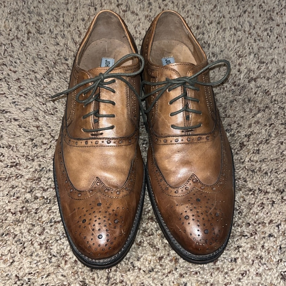 Men's Johnston Murphy Brown Wing Tip Shoes Size 8.5 M - Picture 6 of 14